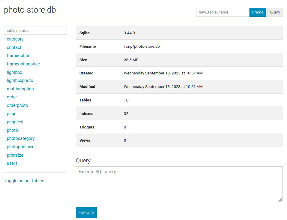 SQLite Web 主页